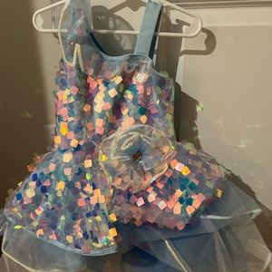Light blue sequin ballet jazz outfit medium child